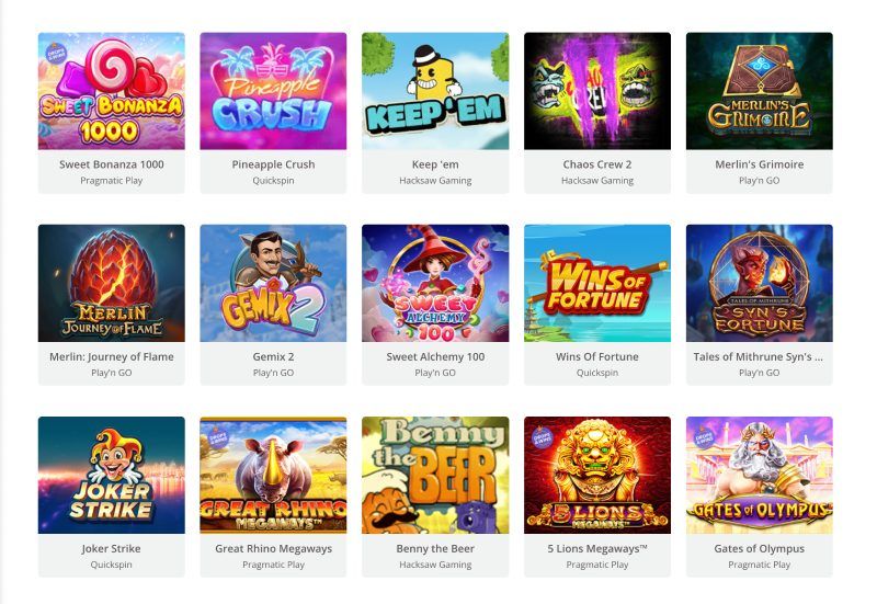 Sélection de machines à sous populaires sur Banzai Casino : Sweet Bonanza 1000, Gates of Olympus, Great Rhino Megaways